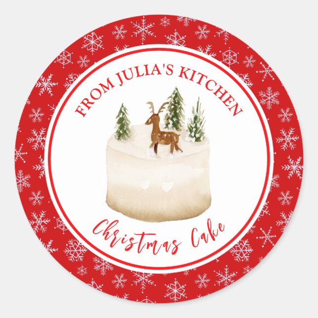 Holiday Baking Christmas Cake Classic Round Sticker (Front)