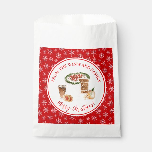 Holiday Baking Christmas Cake Favour Bags (Front)