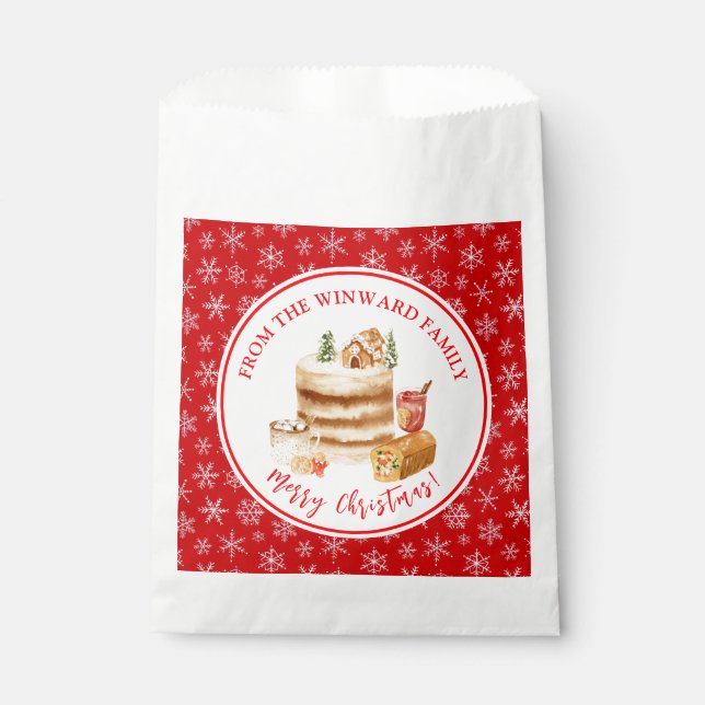 Holiday Baking Christmas Cake Favour Bags (Front)