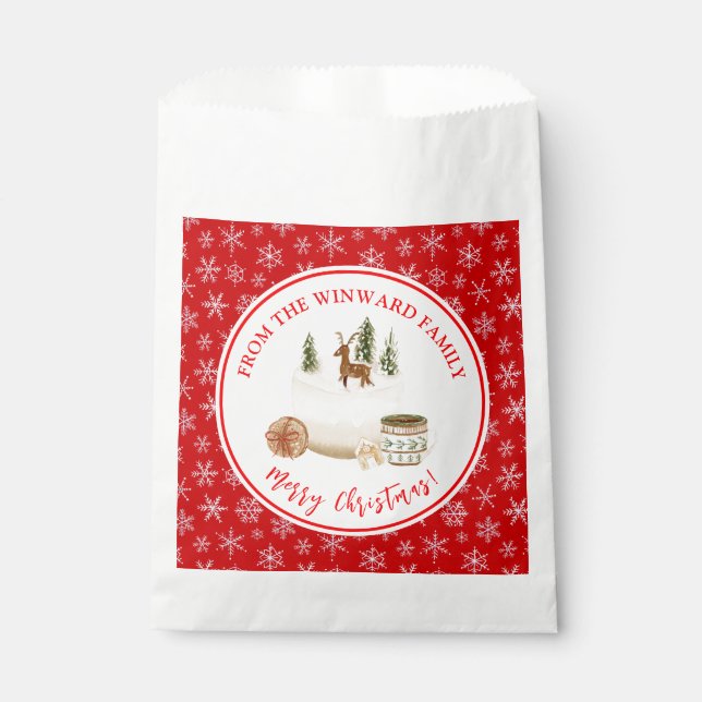 Holiday Baking Christmas Cake Favour Bags (Front)