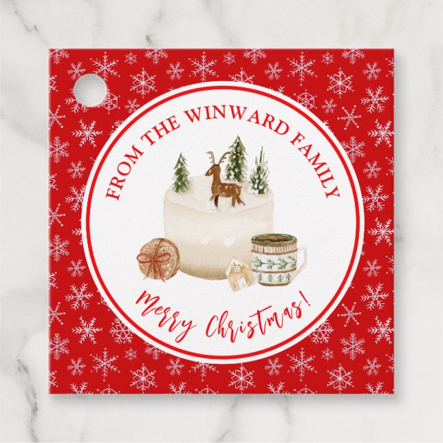 Holiday Baking Christmas Cake Favour Tags (Front)