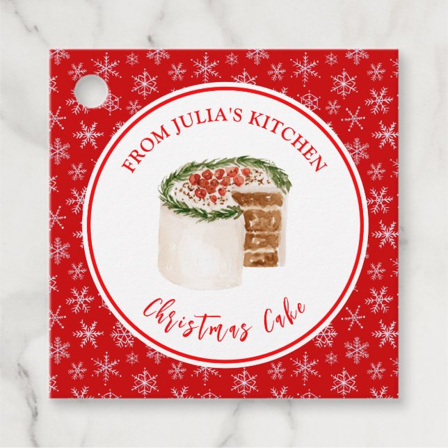 Holiday Baking Christmas Cake Favour Tags (Front)