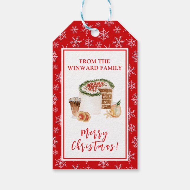 Holiday Baking Christmas Cake Gift Tags (Front)