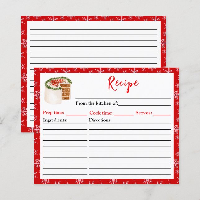 Holiday Baking Christmas Cake Recipe (Front/Back)