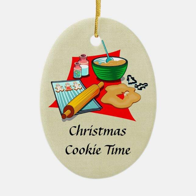 Holiday Baking Christmas Cookies Ingredients Baker Ceramic Tree Decoration (Front)