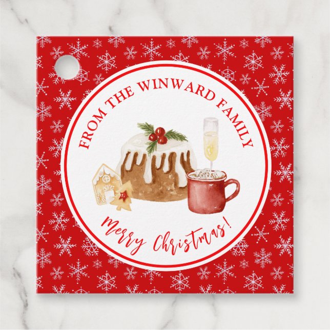 Holiday Baking Christmas Pudding Favour Tags (Front)