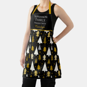 Holiday Baking Crew Christmas Trees Custom Name Apron