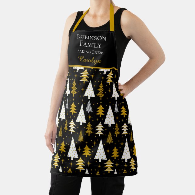 Holiday Baking Crew Christmas Trees Custom Name Apron (Insitu)