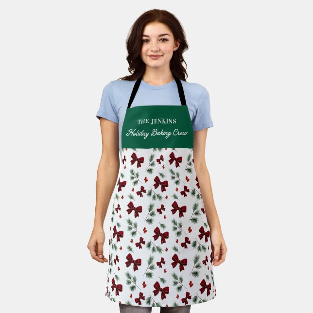 Holiday Baking Crew Personalised Christmas Apron (Worn)