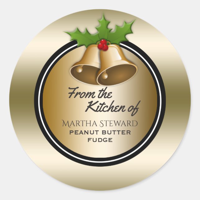 Holiday Baking Elegant Gold From the Kitchen of Classic Round Sticker (Front)