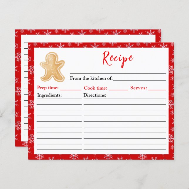 Holiday Baking Gingerbread Man Recipe (Front/Back)