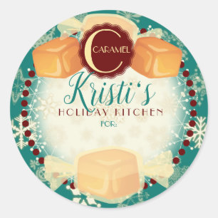 Holiday baking homemade caramels Christmas Classic Round Sticker