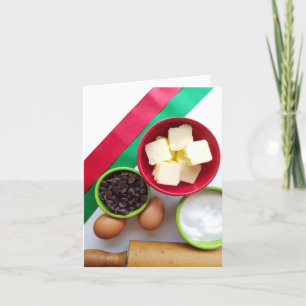 Holiday baking ingredients chocolate and sugar thank you card