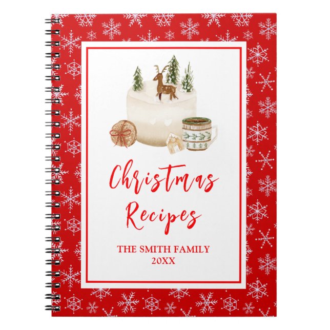 Holiday Baking Recipes Christmas Cake Notebook (Front)