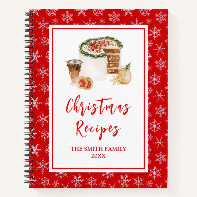 Holiday Baking Recipes Christmas Cake Notebook (Front)