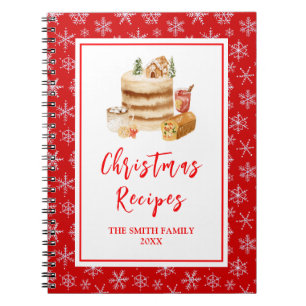 Holiday Baking Recipes Christmas Cake Notebook
