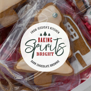 Holiday Baking Spirits Bright Christmas Cookies Classic Round Sticker