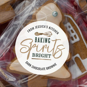 Holiday Baking Spirits Bright Cookie Exchange Gold Classic Round Sticker