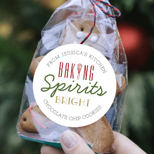 Holiday Baking Spirits Bright Whisk Festive Xmas Classic Round Sticker
