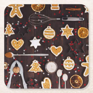 Holiday Baking Square Paper Coaster