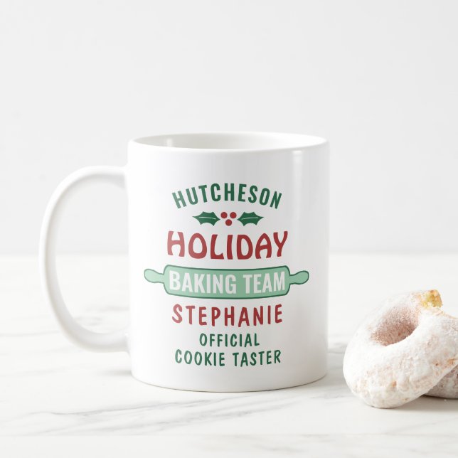 Holiday Baking Team Christmas Cookie Party Cute Coffee Mug (With Donut)
