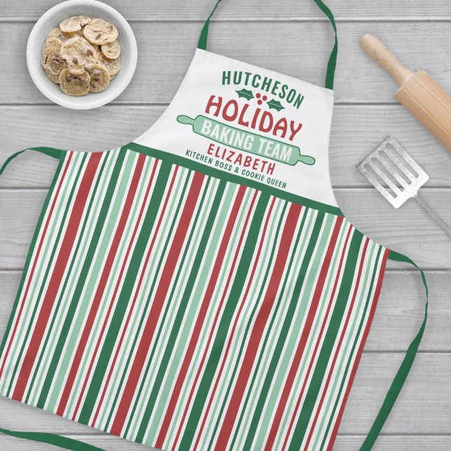 Holiday Baking Team Christmas Cookie Party Green Apron (Creator Uploaded)