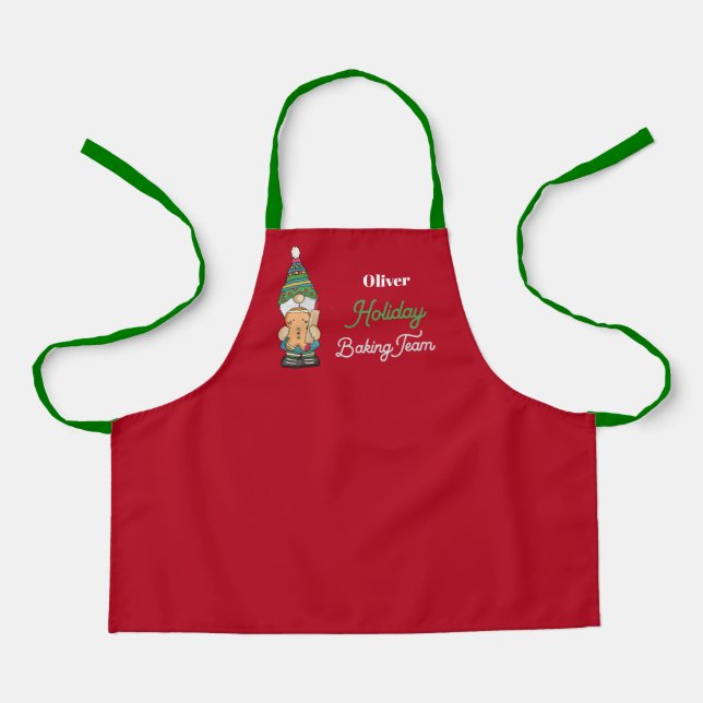 Holiday Baking Team Cute Gnome Red Christmas  Apro Apron (Front)