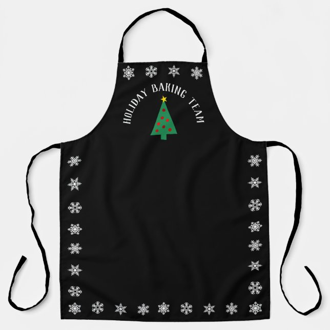 Holiday Baking Team l Christmas Tree l Snowflakes Apron (Front)