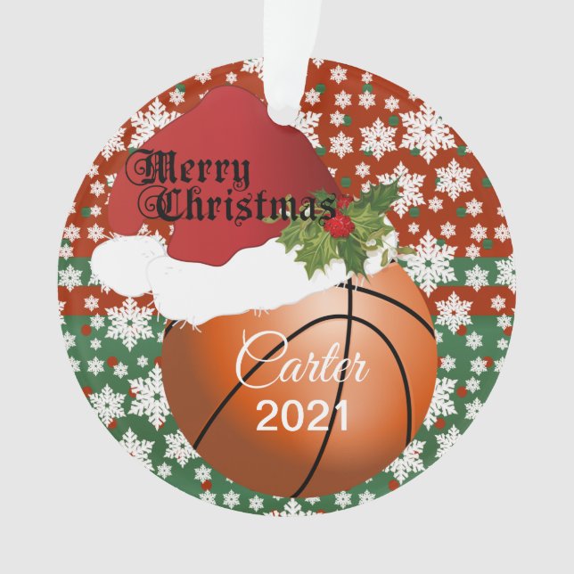 Holiday Basketball | DIY Name Ornament (Front)