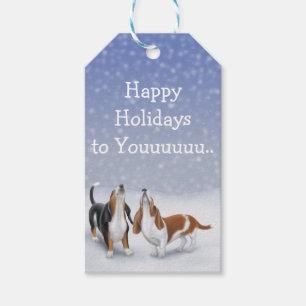 Holiday Basset Hounds Gift Tags