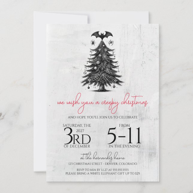 Holiday Bat Tree Invitation (Front)