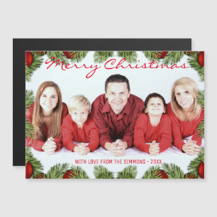 Holiday Baubles and Pine Christmas Magnetic Card