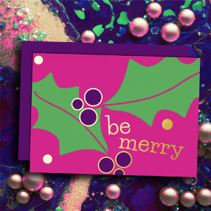 Holiday Be Merry Pink Purple Green Holly