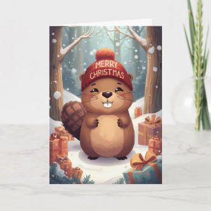 Holiday Beaver Greeting Card