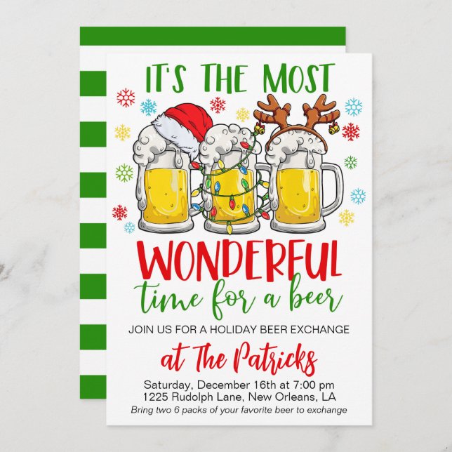 Holiday Beer Exchange Party Invitation (Front/Back)