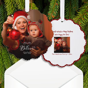 Holiday Believe Photo for Christmas Tree Decoration Card