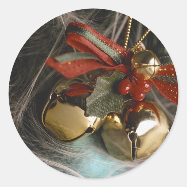 Holiday Bell Decoration Classic Round Sticker (Front)