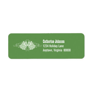 Holiday Bells and Swirls Address Labels, Green