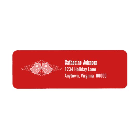 Holiday Bells and Swirls Address Labels, Red Return Address Label