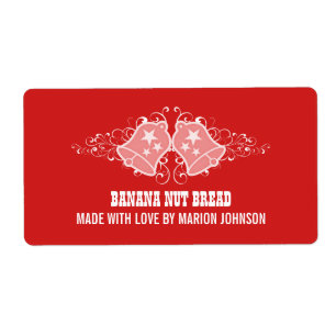 Holiday Bells and Swirls Baking Labels, Red