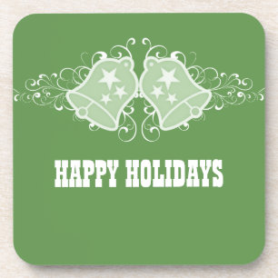 Holiday Bells and Swirls Coaster Set, Green