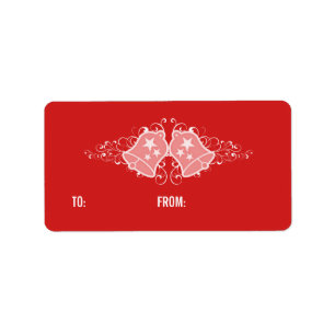Holiday Bells and Swirls Gift Tag Labels, Red