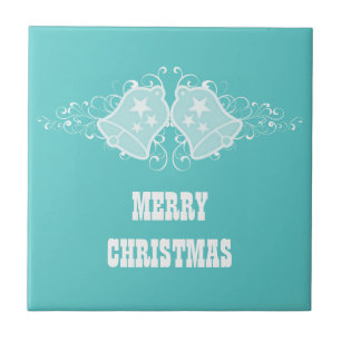 Holiday Bells and Swirls Tile, Aqua Tile
