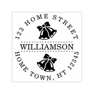 Holiday Bells Circular Return Address Self-inking Stamp