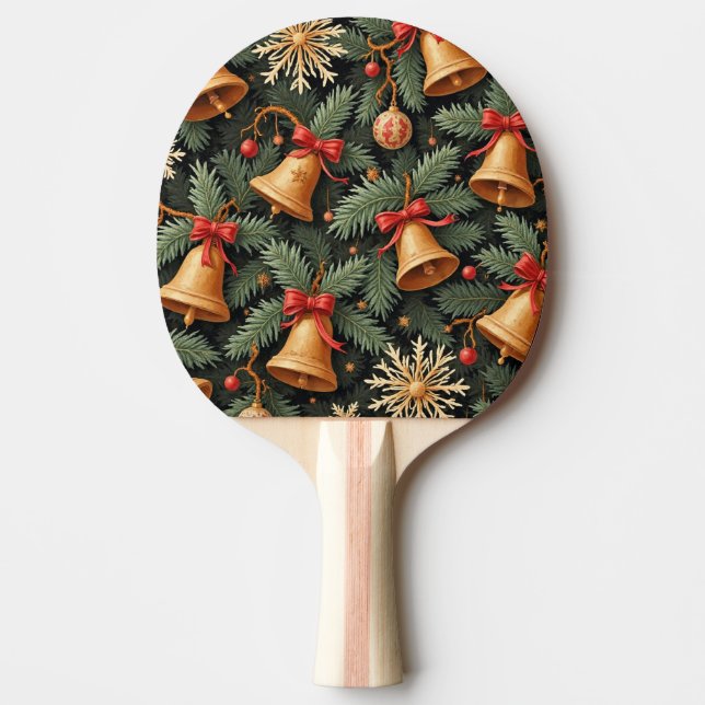 Holiday Bells, Decorative Christmas Pattern, Ping Pong Paddle (Front)