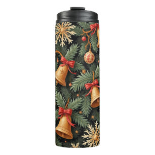 Holiday Bells, Decorative Christmas Pattern, Thermal Tumbler