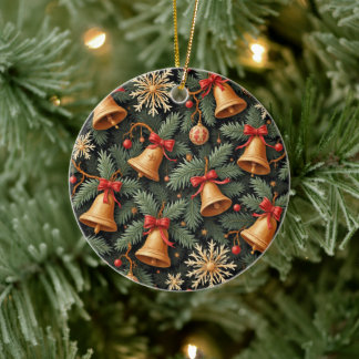 Holiday Bells, decorative pattern. Ceramic Tree Decoration