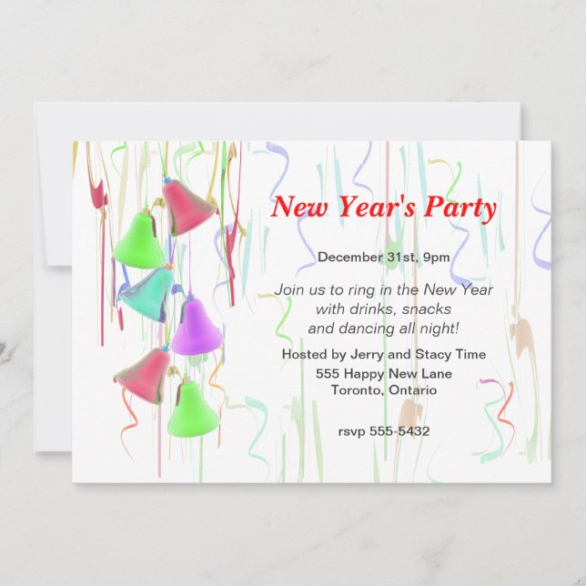 Holiday Bells New Year's Party Invitation (Front)