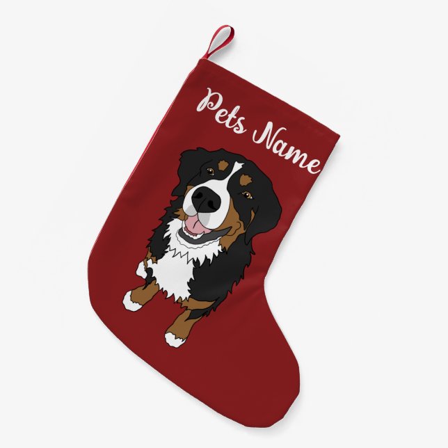 Holiday Bernese Mountain Dog Small Christmas Stocking (Front (Hanging))