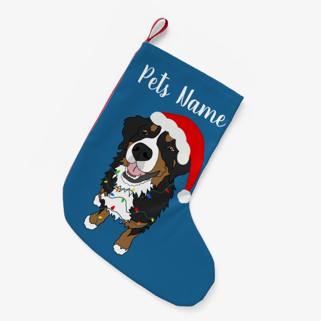 Holiday Bernese Mountain Dog Small Christmas Stocking (Front (Hanging))